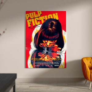 Pulp Fiction Movie Poster Canvas, Mia Wallace Poster, Wall Art Home Decor, Woman Canvas, Film Poster, READY to Hang, Popular Movies Wall Art