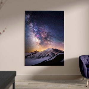 Leinwand Bergblick, Natur Landschaft Leinwand, Sterne & Galaxie, Himmel Wandkunst, Nachthimmel Kunst Leinwand, Space Travel Style Canvas, Trend Now