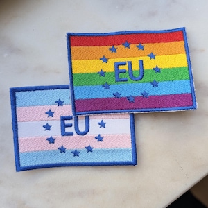 LGBT EU Flagge gestickter Aufnäher: Pride Rainbow Europäische Union Applikation