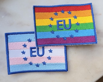 LGBT EU Flag Embroidered Patch: Pride Rainbow European Union Applique