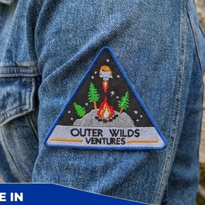 Outer Wilds Ventures Embroidered Patch: Space Exploration Rocket Campfire Badge