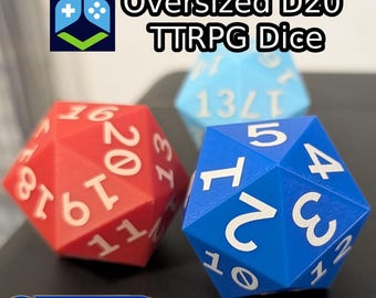 Custom Oversized D20 Dice (37mm): TTRPG, MTG Spindown Dice