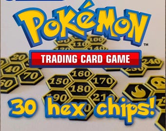 30 x Custom Pokemon: Trading Card Game Hex Tokens