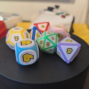 Handcrafted Colorful Dice Set - D4, D6, D8, D10, D%, D12, D20 - Perfect for Board Games & RPGs