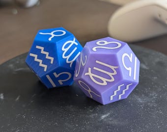 Zodiac D12 Dice Set – Astrology Themed Dice for TTRPGs, Divination, and Decor