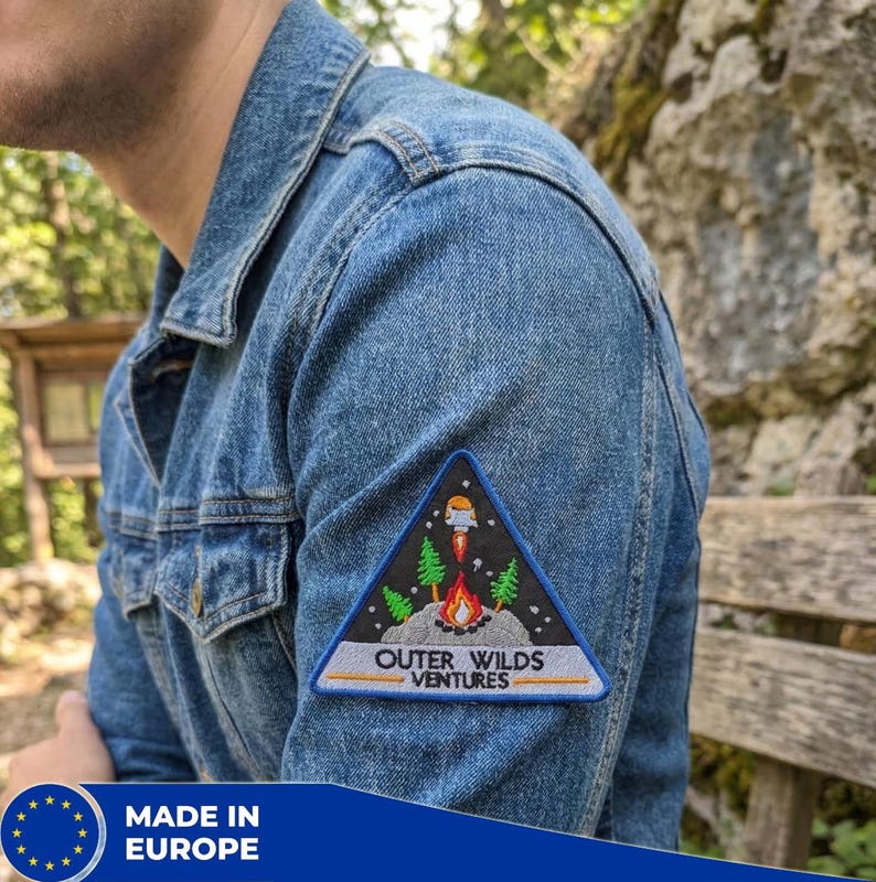 Outer Wilds Ventures Embroidered Patch: Space Exploration Rocket Campfire Badge