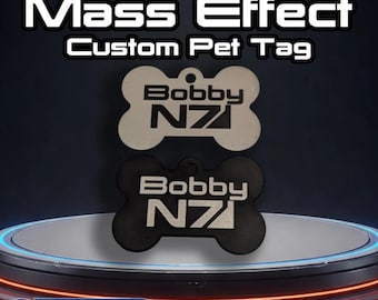 Custom Mass Effect Inspired Pet ID Tag - Bone Shaped - N7, Paragon, Renegade Designs
