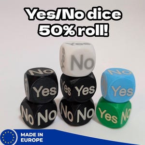 1x Ja/Nein Entscheider Würfel - 50/50 Antwortwürfel (16 mm/20 mm/25 mm)