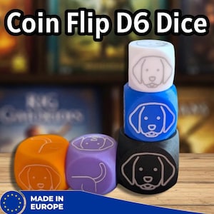 1x Coin Flip D6 Dice – 50/50 Decision Die (16mm/20mm/25mm)