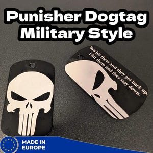 Punisher Skull Dog Tag – zwarte roestvrijstalen hanger in militaire stijl