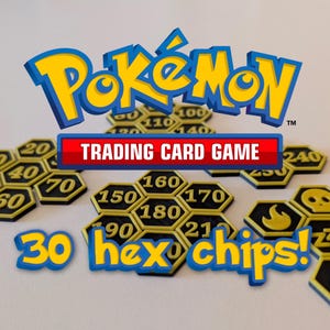 30 x Pokémon personnalisés : jetons hexagonaux du jeu de cartes à collectionner