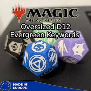 Custom Oversized MTG D12 Die: Evergreen Keywords Tracker