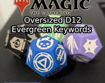 Custom Oversized MTG D12 Die: Evergreen Keywords Tracker