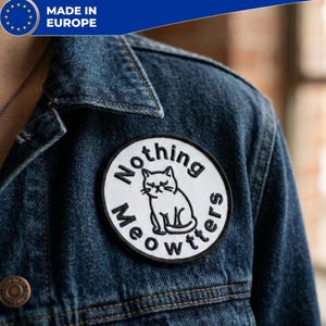 Patch pour chat grincheux | Accessoire thermocollant brodé Nothing Meowtters pour veste