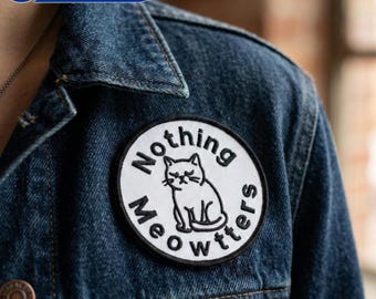 Grumpy Cat Patch | Nothing Meowtters Embroidered Iron-On Jacket Accessory