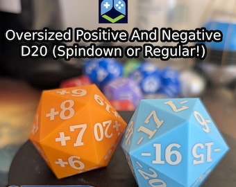 Extra grote positieve negatieve D20-dobbelstenenset: trackbuffs en debuffs