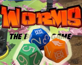 1x Custom Worms Board Game Die - Tactical Mayhem Unleashed! (20mm)