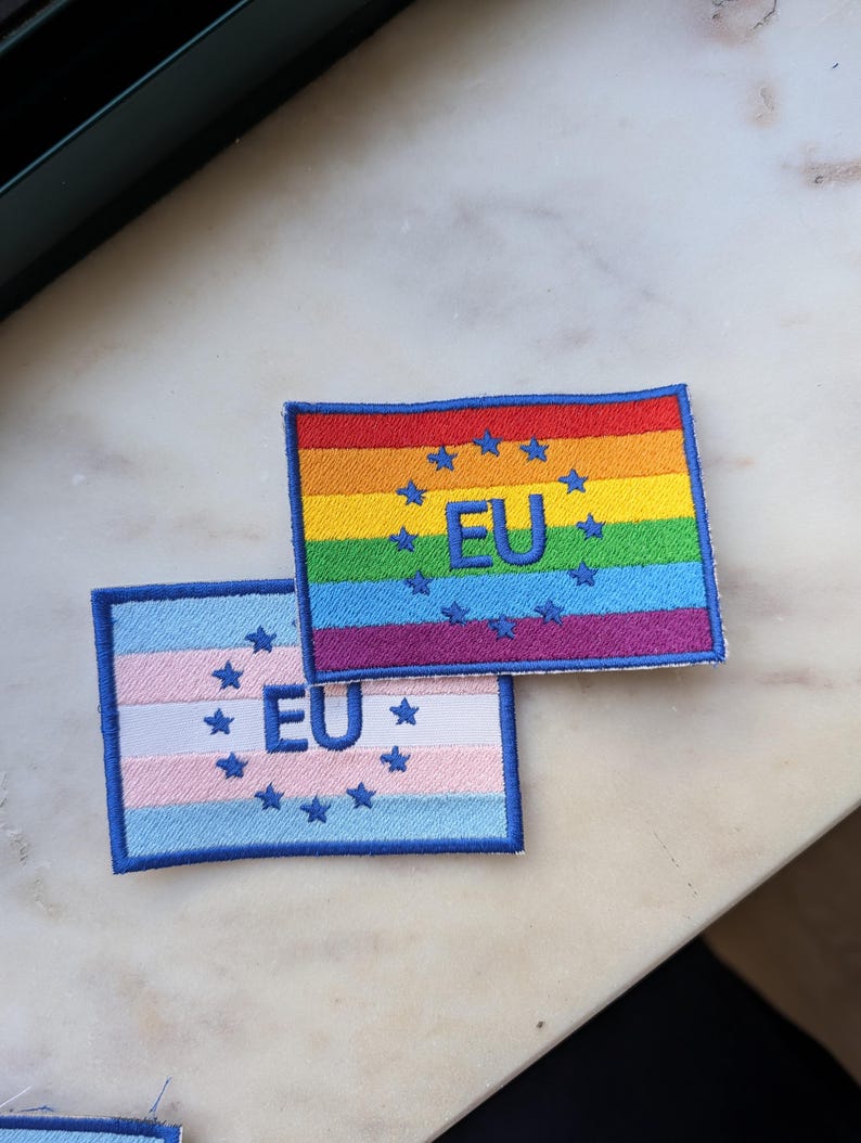LGBT EU Flag Embroidered Patch: Pride Rainbow European Union Applique