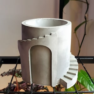 Spiral Staircase Concrete Planter and Desk Accessory (Pen Holder)