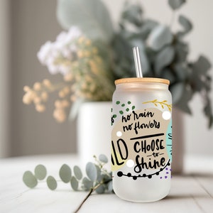 Fall Floral Glass Can Cup, Iced Coffee Cup, Smoothie Glass, Fall Cup for Iced  Coffee, Cold Drink Cup, Reusable Plastic Straw and Bamboo Lid, 