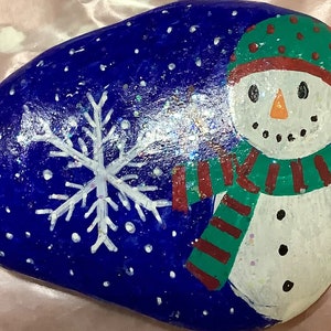 Snowman Painted Rock (Large)