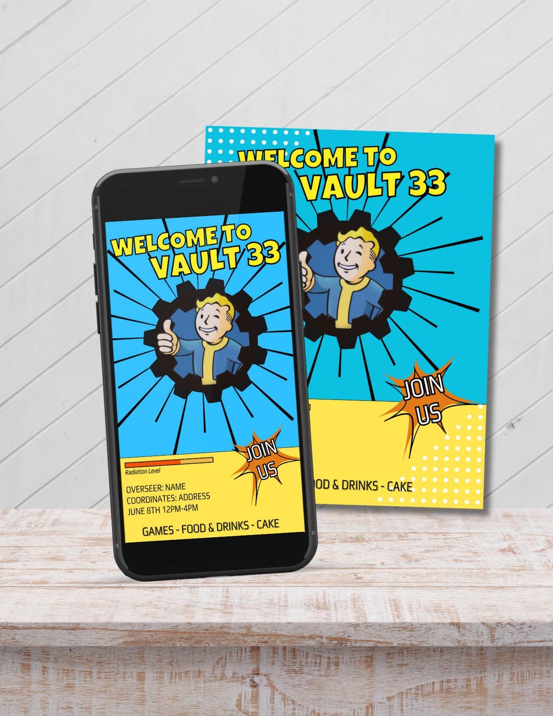 Fallout Birthday Invitation, Party Invite Template, Pip Boy Template ...