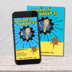 Fallout Birthday Invitation,  Party Invite template, Pip Boy Template (Digital Download)