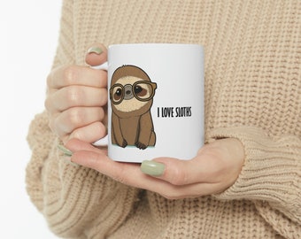 Sloths! Who Doesnt Love a Cute Sloth Ceramic Mug 11oz - Perfect for any Occasion - Coworkers, kids, Family Members, Anniversaries