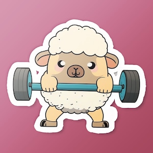 Cute Lamb Weightlifting Sticker