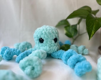 Aqua Plush Octopus, Handmade Stuffed Animal