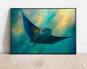 Manta Ray |Digital Print | Instant Downloadable  | Wall Art Poster | Download | Ocean