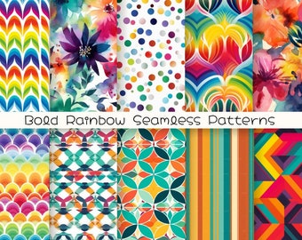 Diseño digital sin costuras con estampado arcoíris LGBTQ+ para descarga instantánea. Ideal para diarios, manualidades y proyectos DIY.
