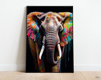Watercolor Elephant PRINTABLE ART Elephant Print Download Elephant Poster Wildlife Gift Animals Wall Decor Nursery Animal Painting Colorful