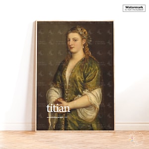 Poster di Tiziano Ragazza che tiene una mela, stampa d'arte rinascimentale, decorazione da parete per la casa moderna, stampa d'arte italiana, idea regalo per dipinti famosi