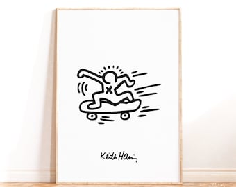 Keith Haring Print, Keith Haring Skate Lover, Pop Art Poster, Kaith Haring Love, zeitgenössischer Kunstdruck, Wanddekoration