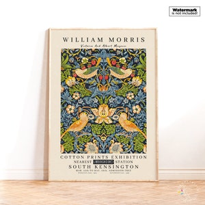 Stampa di William Morris, poster del ladro di fragole, set da parete della galleria, download digitale di poster d'arte del mercato dei fiori, stampa botanica