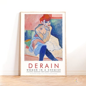 Poster della mostra Andre Derain, Donna in camicia, Arte da parete del museo, Stampa d'arte moderna, Stampa fauvismo, Decorazione per la casa, Idea regalo, Pittura francese