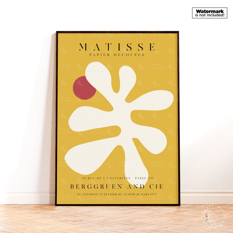 Henri Matisse Print, Matisse Pepier Découpe, Matisse Wall Art, Modern Art Print, Exhibition Poster, Matisse Yellow Cut Out, One Line Drawing image 2