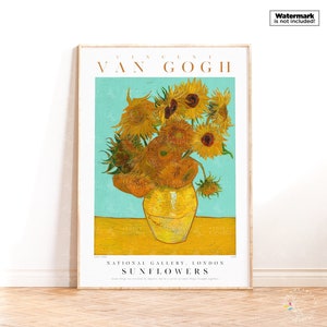 Manifesto della mostra Girasoli di Van Gogh, stampa del mercato dei fiori, regali d'arte con stampa digitale, decorazioni da parete per la casa moderna