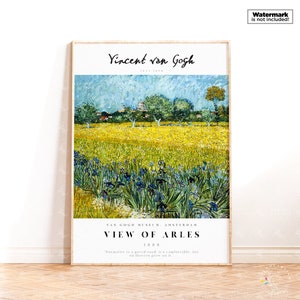 Campo di Van Gogh con Iris vicino ad Arles Poster della mostra, Stampa del mercato dei fiori, Decorazione moderna della parete della casa