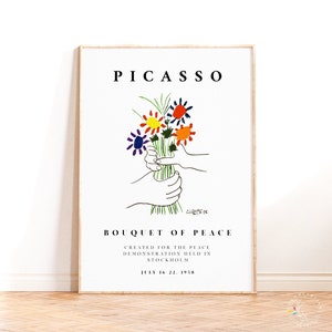 Pablo Picasso Blumenstrauß Ausstellung Poster Druck, Blumenmarkt, Minimalistische Wandkunst, Wohnkultur Housewarminggeschenk
