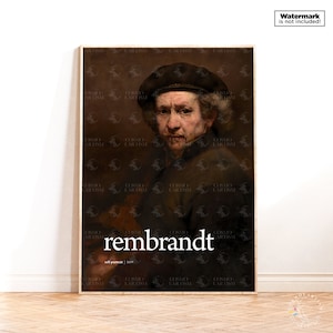 Poster autoritratto di Rembrandt, stampa artistica di Rembrandt, decorazione da parete moderna per la casa, stampa artistica italiana, idea regalo per quadri famosi