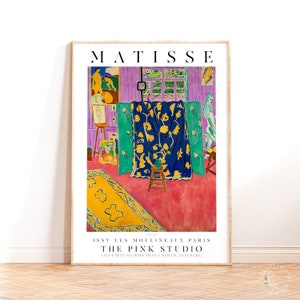 Affiche Henri Matisse, The Pink Studio, oeuvre d'art murale de musée, impression d'art moderne, oeuvre d'art vintage Matisse, citation d'artiste, décoration d'intérieur moderne, idée cadeau