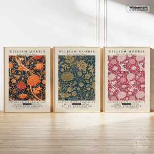 William Morris Print Set of 3, William Morris Poster Set, Exhibition Poster, Victorian Botanical Print, Gallery Wall Set, Student Room Decor
