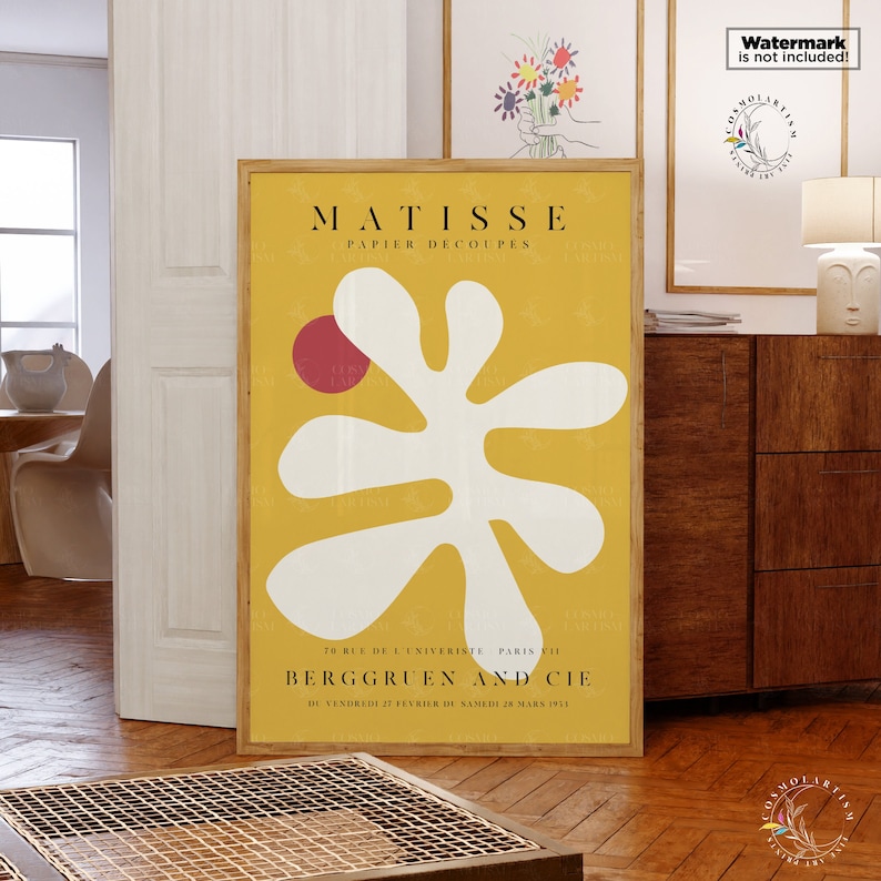 Henri Matisse Print, Matisse Pepier Découpe, Matisse Wall Art, Modern Art Print, Exhibition Poster, Matisse Yellow Cut Out, One Line Drawing image 6
