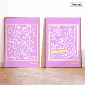 Keith Haring Zestaw 2 plakatów wystawowych Pinky, wydruk ścienny