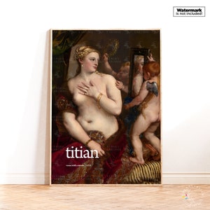 Poster di Venere con specchio di Tiziano, stampa d'arte rinascimentale, decorazione da parete moderna per la casa, stampa d'arte italiana, idea regalo per dipinti famosi