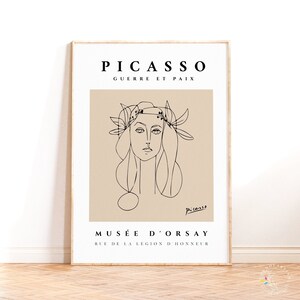 Pablo Picasso Poster di pace e guerra, Stampa murale Picasso, Guerre et Paix, Poster Line Art, Stampa d'arte moderna, Ritratto di disegno minimalista