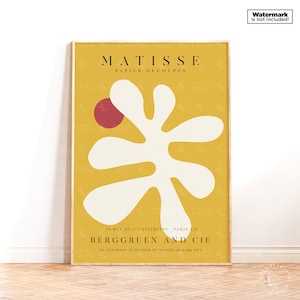 Henri Matisse Print, Matisse Pepier Découpe, Matisse Wall Art, Modern Art Print, Exhibition Poster, Matisse Yellow Cut Out, One Line Drawing image 1