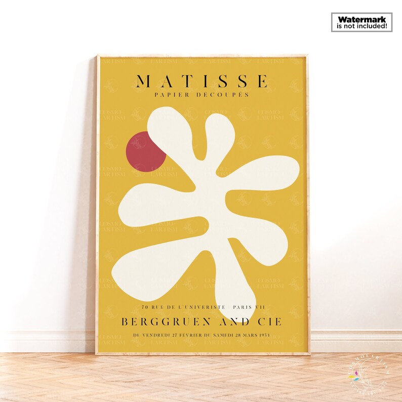 Henri Matisse Print, Matisse Pepier Découpe, Matisse Wall Art, Modern Art Print, Exhibition Poster, Matisse Yellow Cut Out, One Line Drawing image 1